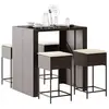 Image de Ensemble De Bar De Jardin Avec Coussins 5 Pcs Marron Poly Rotin Vidaxl