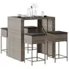 Image de Ensemble De Bar De Jardin 5 Pcs Avec Coussins Gris Poly Rotin Vidaxl