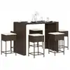 Image de Ensemble De Bar De Jardin Avec Coussins 7 Pcs Marron Poly Rotin Vidaxl