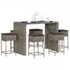 Image de Ensemble De Bar De Jardin 7 Pcs Avec Coussins Gris Poly Rotin Vidaxl