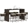 Image de Ensemble De Bar De Jardin 9 Pcs Avec Coussins Marron Poly Rotin Vidaxl