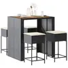 Image de Ensemble De Bar De Jardin 5 Pcs Avec Coussins Noir Poly Rotin Vidaxl