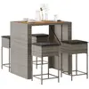 Image de Ensemble De Bar De Jardin 5 Pcs Avec Coussins Gris Poly Rotin Vidaxl