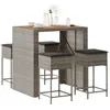 Image de vidaXL Ensemble de bar de jardin 5 pcs avec coussins gris poly rotin ensemble de bar ensemble de bar de patio ensemble de 3261516