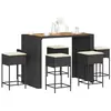 Image de Ensemble De Bar De Jardin 7 Pcs Avec Coussins Noir Poly Rotin Vidaxl