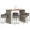 Image de Ensemble De Bar De Jardin 7 Pcs Avec Coussins Gris Poly Rotin Vidaxl