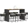 Image de Ensemble De Bar De Jardin 9 Pcs Avec Coussins Noir Poly Rotin Vidaxl