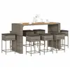 Image de Ensemble De Bar De Jardin 9 Pcs Avec Coussins Gris Poly Rotin Vidaxl