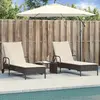 Image de Chaises Longues Avec Coussins Lot De 2 Noir Résine Tressée Vidaxl