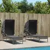Image de Chaises Longues Lot De 2 Avec Auvents Et Table Gris Poly Rotin Vidaxl