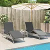 Image de Chaises Longues Avec Coussins Lot De 2 Gris Résine Tressée Vidaxl
