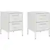 Image de Tables De Chevet 2 Pcs Blanc 36x39x50,5 Cm Acier Vidaxl