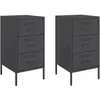 Image de Tables De Chevet 2 Pcs Noir 36x39x68 Cm Acier Vidaxl