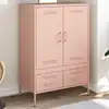 Image de Buffet Haut Rose 68x39x101,5 Cm Acier Vidaxl
