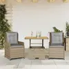 Image de Ensemble De Bistro 3 Pcs Avec Coussins Beige Résine Tressée Vidaxl