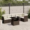 Image de vidaXL Salon de jardin avec coussins 7 pcs marron résine tressée 3266603