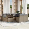 Image de vidaXL Salon de jardin avec coussins 9 pcs beige résine tressée 3267169