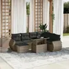 Image de vidaXL Salon de jardin 8 pcs avec coussins gris résine tressée 3268700