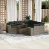 Image de vidaXL Salon de jardin 9 pcs avec coussins gris résine tressée 3269060
