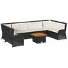 Image de Salon De Jardin 7 Pcs Avec Coussins Noir Résine Tressée Vidaxl