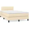 Image de Sommier À Lattes De Lit Avec Matelas Crème 120x190 Cm Tissu Vidaxl