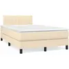 Image de Sommier À Lattes De Lit Avec Matelas Crème 120x190 Cm Tissu Vidaxl