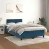 Image de Sommier À Lattes De Lit Et Matelas Bleu Foncé 120x190cm Velours Vidaxl
