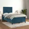 Image de Sommier À Lattes De Lit Et Matelas Bleu Foncé 120x190cm Velours Vidaxl