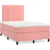 Image de Sommier À Lattes De Lit Avec Matelas Rose 120x190 Cm Velours Vidaxl