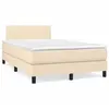 Image de Sommier    Lattes De Lit Matelas Et Led Cr ¨me 120x190 Cm Tissu Vidaxl