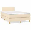Image de Sommier À Lattes De Lit Matelas Et Led Crème 120x190 Cm Tissu Vidaxl