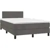 Image de Sommier À Lattes De Lit Avec Matelas Led Gris Foncé 120x190 Cm Vidaxl