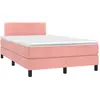 Image de Sommier À Lattes De Lit Et Matelas Led Rose 120x190 Cm Velours Vidaxl