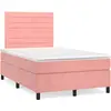 Image de Sommier À Lattes De Lit Et Matelas Led Rose 120x190 Cm Velours Vidaxl