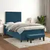 Image de Sommier À Lattes De Lit Et Matelas Bleu Foncé 120x190cm Velours Vidaxl