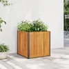 Image de vidaXL Jardinière 45x45x44 cm bois massif dacacia et acier jardinière dextérieur bac à fleurs bac à pommes de terre 367610