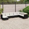 Image de vidaXL Salon de jardin 8 pcs avec coussins noir résine tressée 3261953