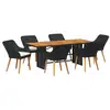 Image de Vidaxl ensemble de salle à manger pour jardin 7 pcs noir polyrotin