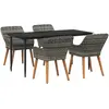 Image de Ensemble De Salle À Manger Pour Jardin 5 Pcs Gris Polyrotin Vidaxl