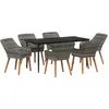 Image de Ensemble De Salle À Manger Pour Jardin 7 Pcs Gris Polyrotin Vidaxl