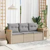 Image de vidaXL Salon de jardin avec coussins 3 pcs beige résine tressée 3258160