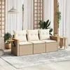 Image de vidaXL Salon de jardin avec coussins 3 pcs beige résine tressée 3258999