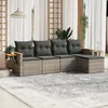 Image de Salon De Jardin 5 Pcs Avec Coussins Gris Résine Tressée Vidaxl