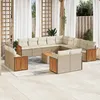Image de Salon De Jardin Avec Coussins 14 Pcs Beige Résine Tressée Vidaxl
