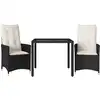 Image de Ensemble De Bistro 3 Pcs Avec Coussins Noir Résine Tressée Vidaxl