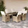 Image de vidaXL Ensemble à manger de jardin et coussins 7 pcs beige poly rotin ensemble de salle à manger dextérieur 3276804