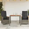Image de Ensemble De Bistro 3 Pcs Avec Coussins Gris Résine Tressée Vidaxl