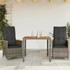 Image de vidaXL Ensemble de bistro 3 pcs avec coussins gris résine tressée ensemble de bistro de jardin ensemble de balcon 3276843