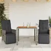Image de Ensemble De Bistro De Jardin 3 Pcs Coussins Gris Poly Rotin Vidaxl