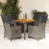 Image de Ensemble De Bistro De Jardin 5 Pcs Coussins Gris Poly Rotin Vidaxl